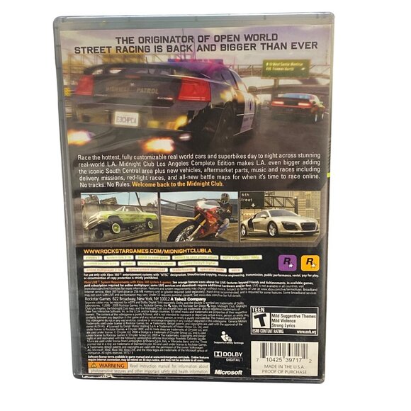 Xbox 360 Midnight Club Los Angeles Complete Edition Platinum Hits - Picture 2 of 4